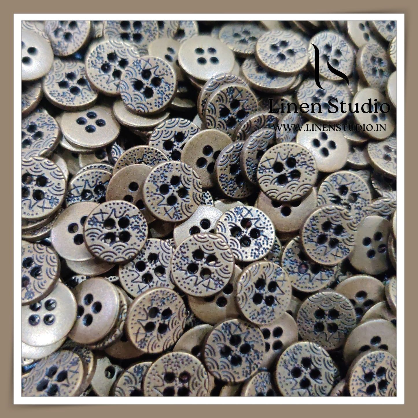 Round Rim 4 Hole Metal Shirt Buttons - Brass 16L 20g