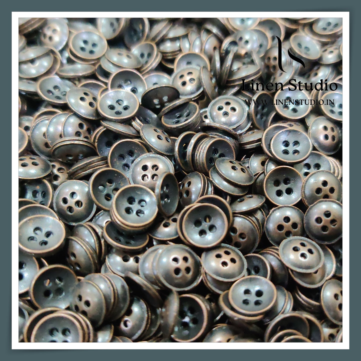 Round Rim 4 Hole Metal Shirt Buttons - Dark Brown 16L 20g LF