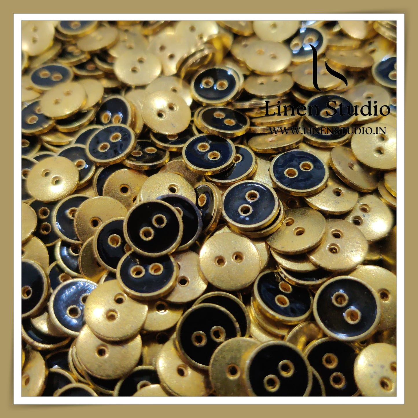 Round Rim 2 Hole Metal Shirt Buttons - Gold 16L 20g LF