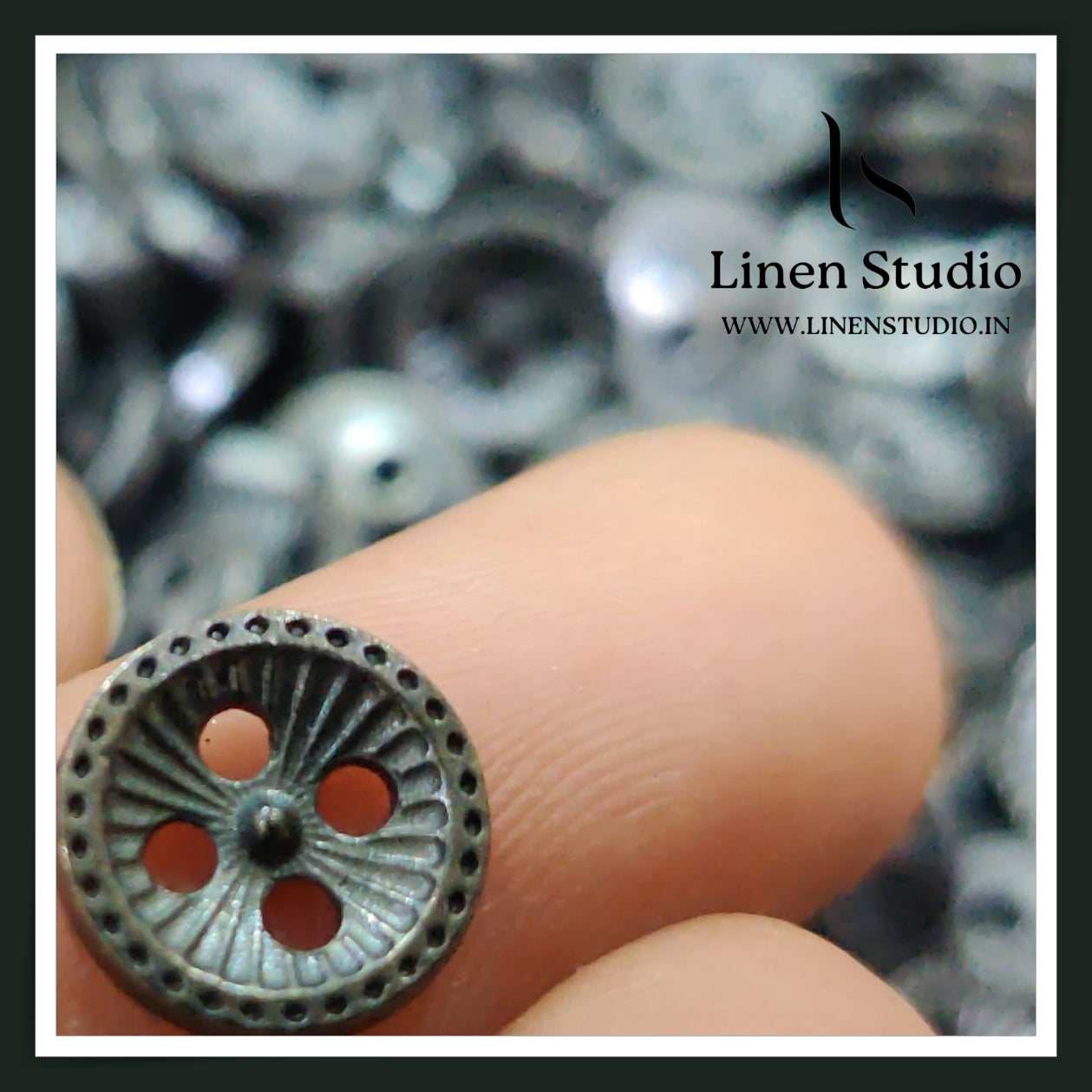 Round Rim 4 Hole Metal Shirt Buttons - GunMetal 16L 20g LF