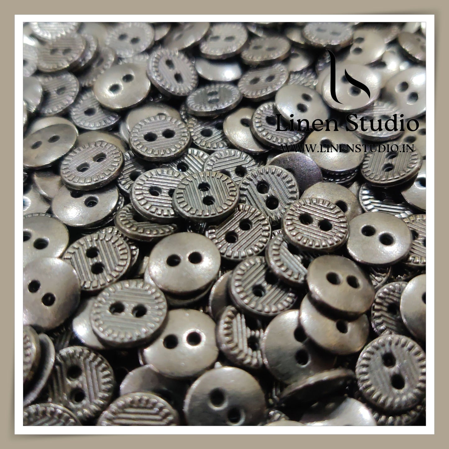Round Rim 2 Hole Metal Shirt Buttons - GunMetal 16L 21g LF