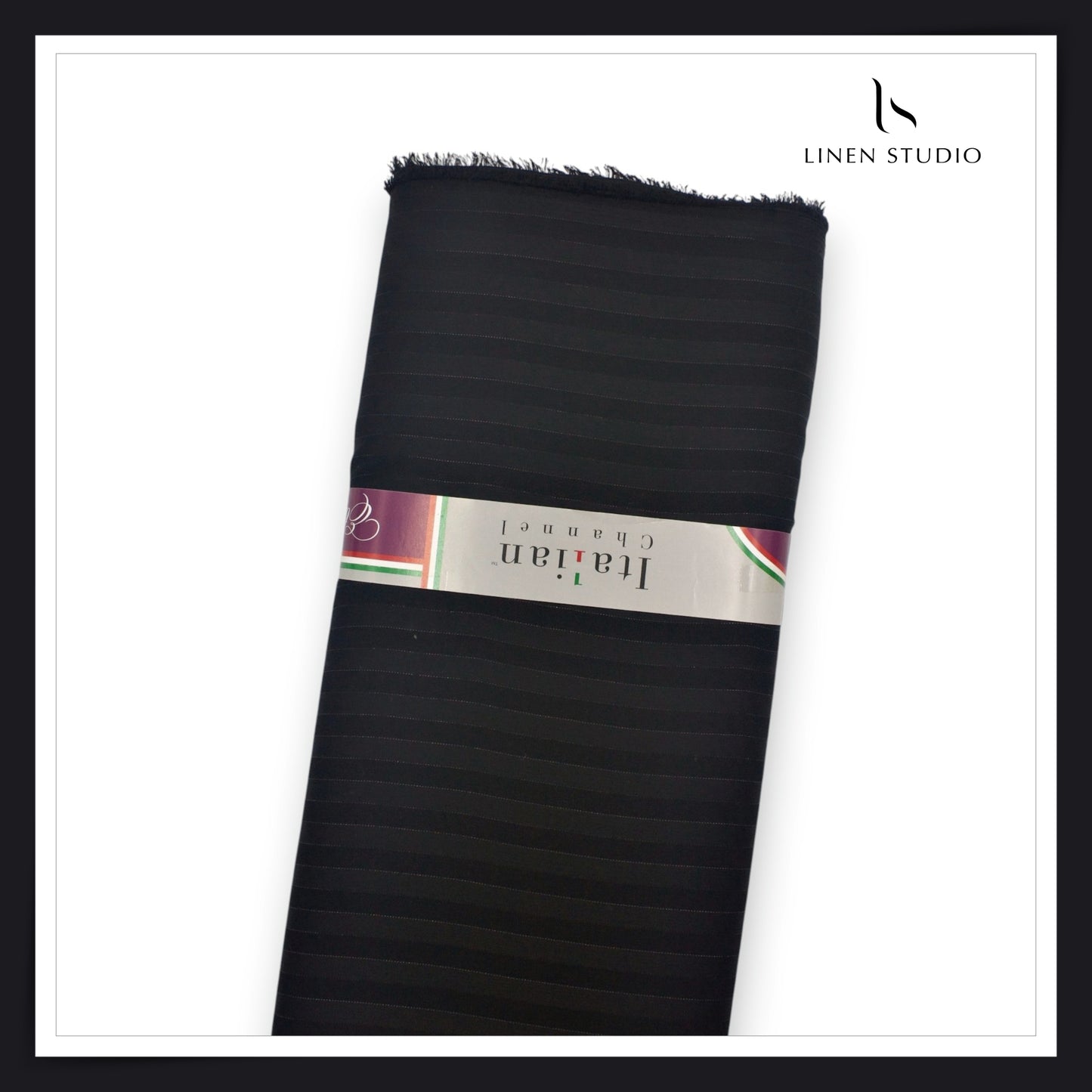 Wrinkle Free Lightweight Polynosic Shirting - Black Stripes with Mild Silver Zari (NEW)