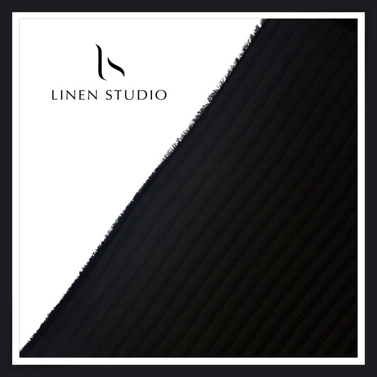 Wrinkle Free Lightweight Polynosic Shirting - Black Stripes with Mild Silver Zari (NEW)