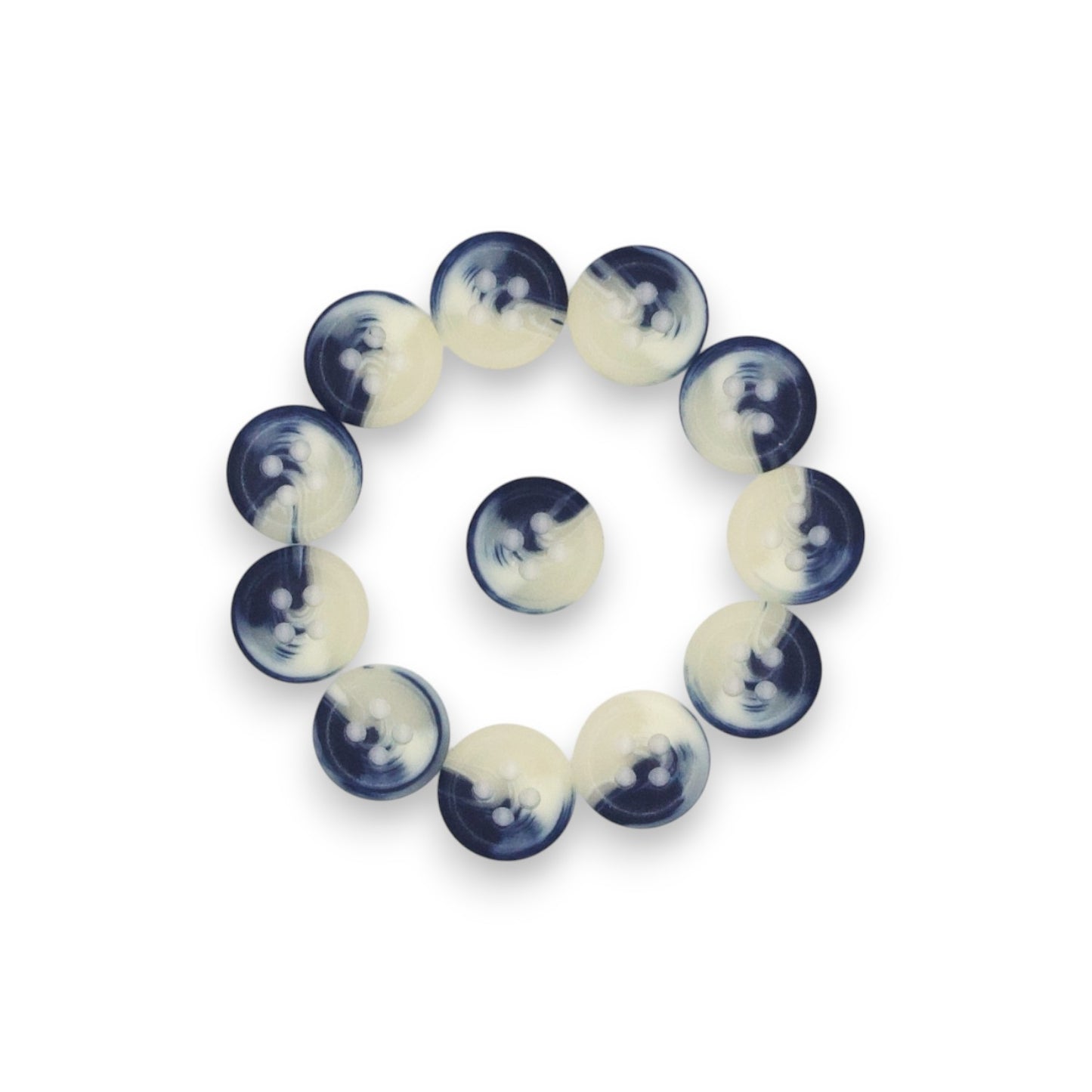 Round Rim 4 Hole Blue / Cream Colour Fancy Shirt Buttons