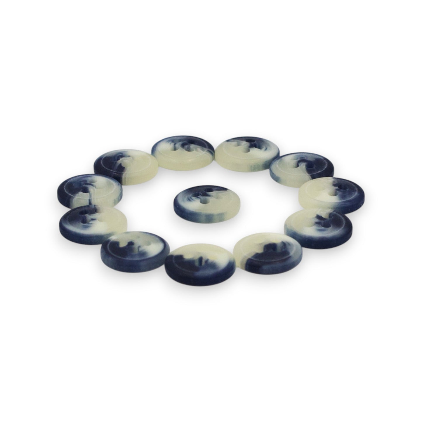 Round Rim 4 Hole Blue / Cream Colour Fancy Shirt Buttons