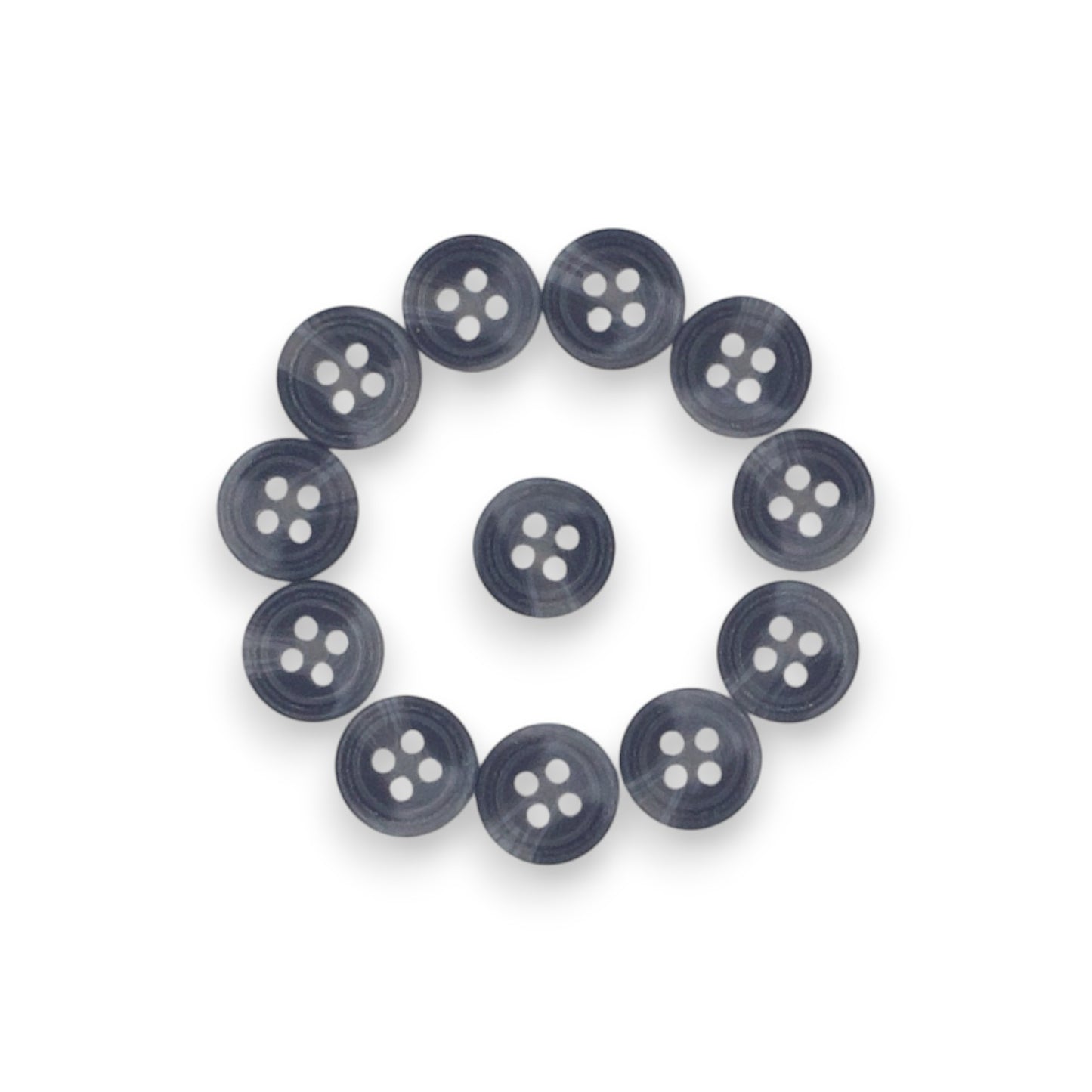 Round Rim 4 Hole Grey Dual Colour Fancy Shirt Buttons