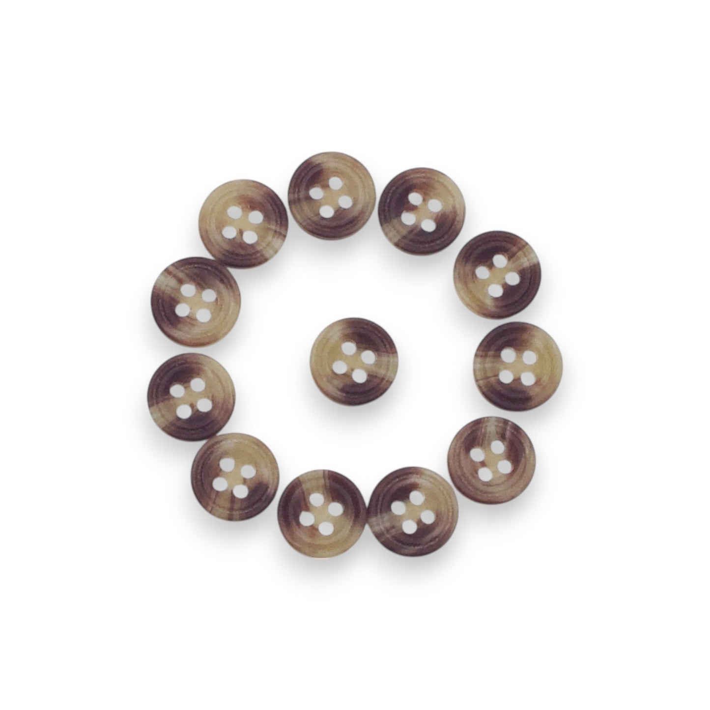 Round Rim 4 Hole Brown Dual Colour Fancy Shirt Buttons