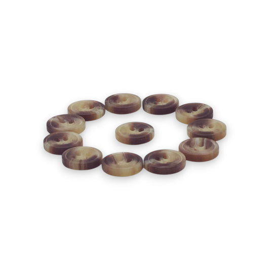 Round Rim 4 Hole Brown Dual Colour Fancy Shirt Buttons