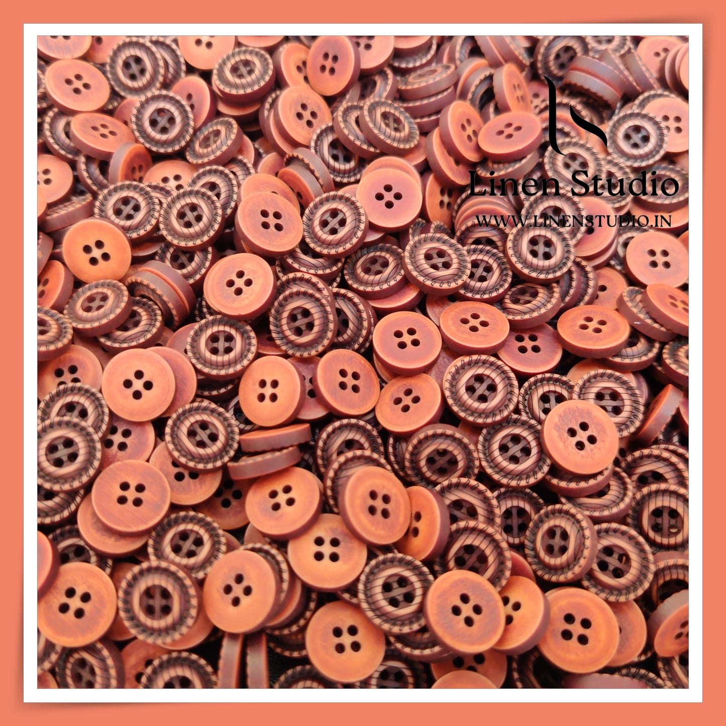 Round Rim 4 Hole Wood Imitation Shirt Buttons - 18L(2) - IMG 3