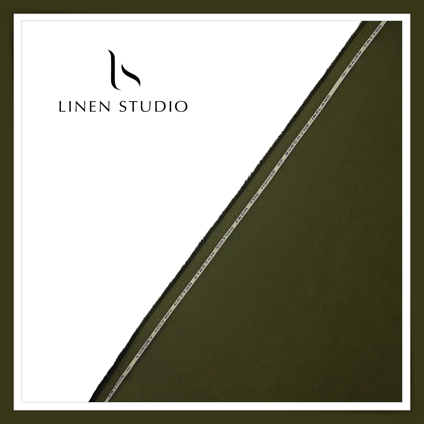 1.20 MTR SUITING - 3PLY 60'S COTTON LYCRA BY BURGOYNE - MOSS GREEN (FLAT RATE)