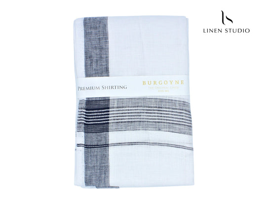 Grey Silver Zari - Pure Linen Dhoti by Burgoyne