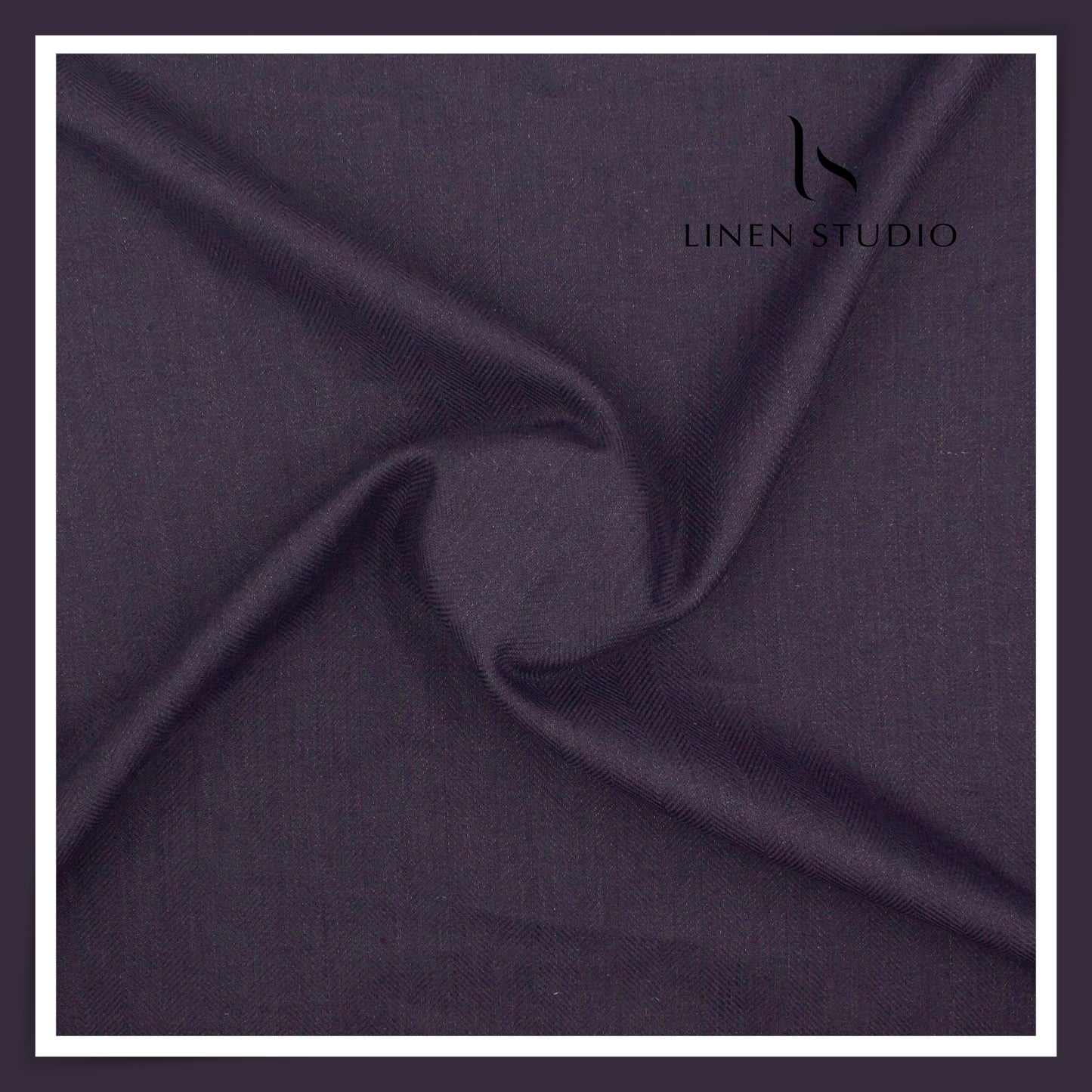1.10 MTR SUITING - PURE LINEN BY BURGOYNE - EGGPLANT HERRINGBONE (FLAT RATE)
