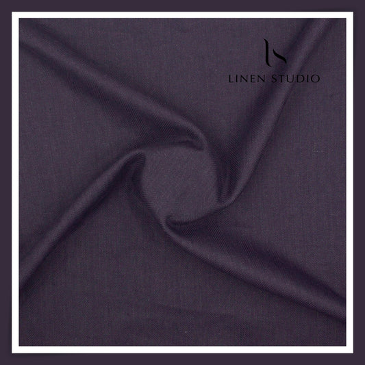 1.10 MTR SUITING - PURE LINEN BY BURGOYNE - EGGPLANT HERRINGBONE (FLAT RATE)