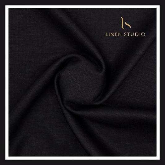 1.00 MTR SUITING END BIT - LINEN BY LINEN VOGUE - JET BLACK (FLAT RATE)