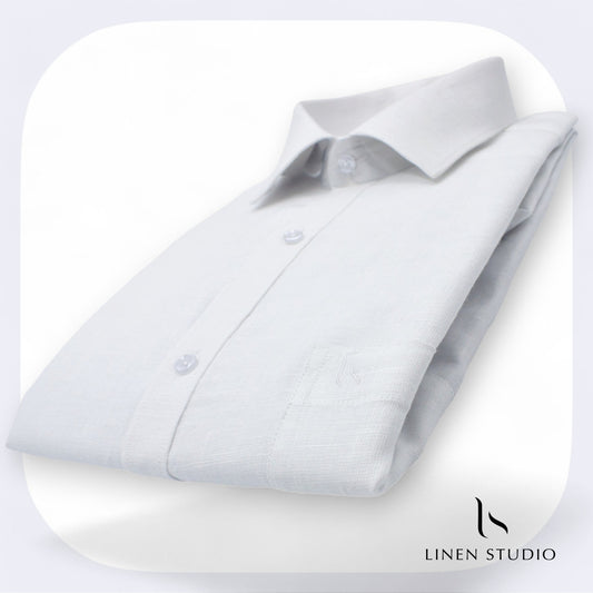 40 Lea White Readymade Pure Linen Shirt - Linen Studio