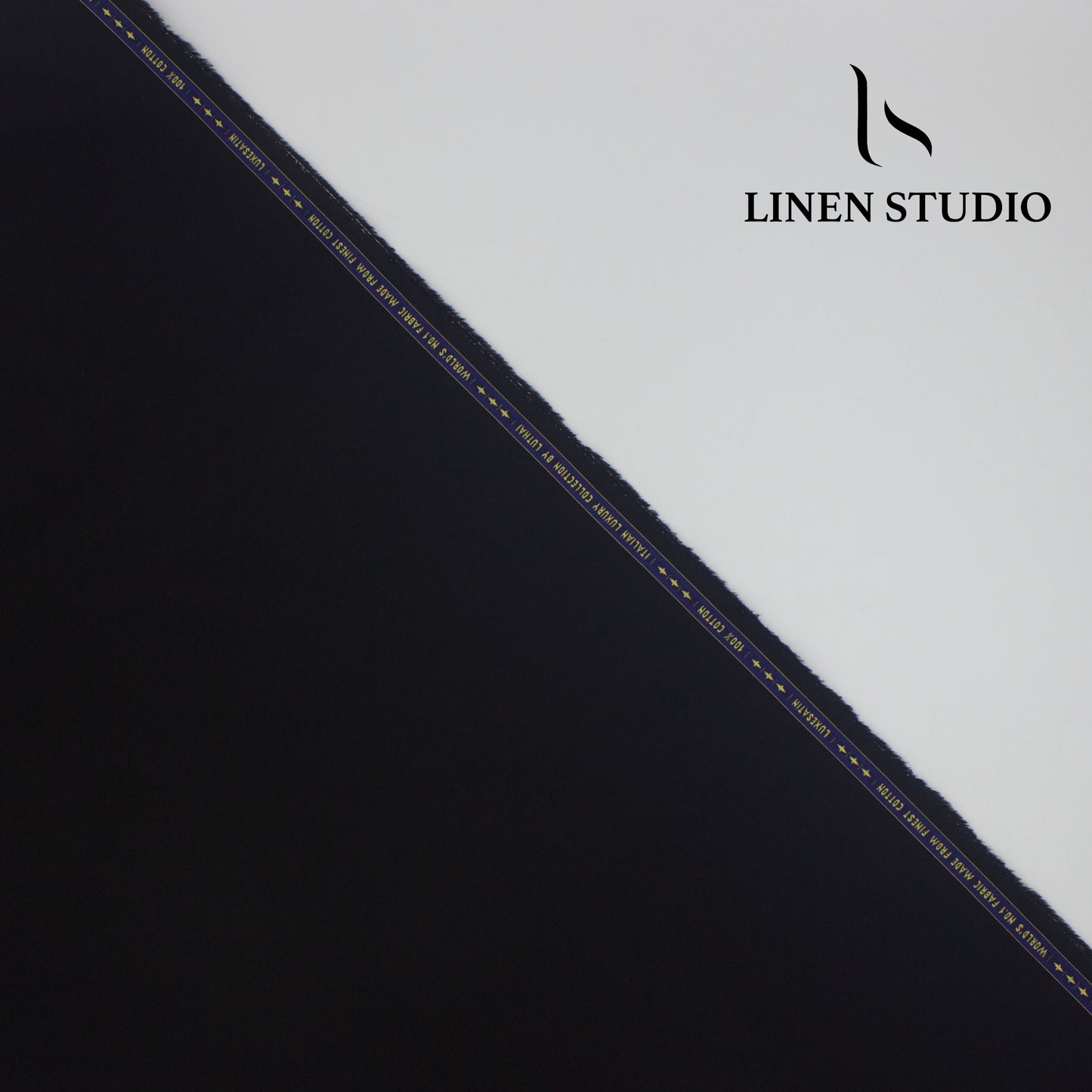 Luthai 100% Luxury Cotton Satin Shirting - Jet Black