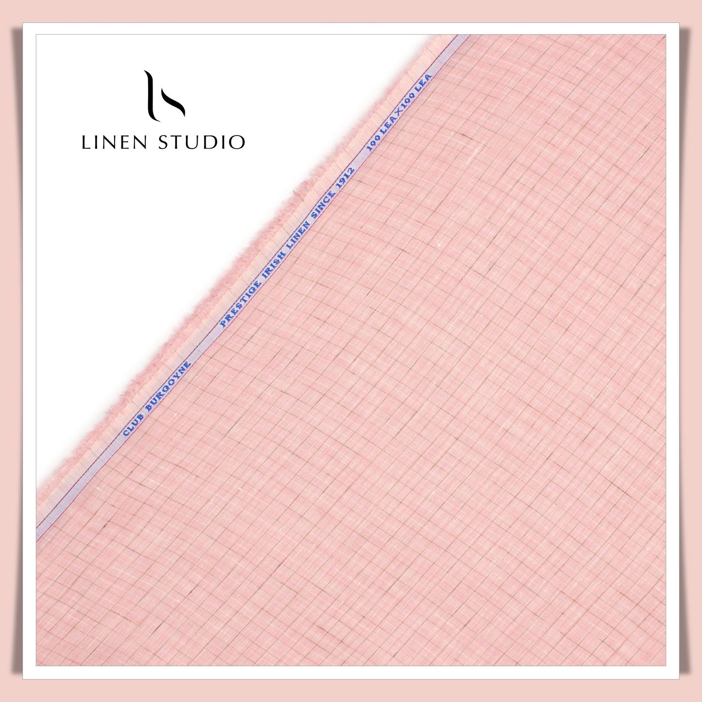Burgoyne Exclusive 100 Lea Linen Shirting - Peach Checks (Last few mtrs)