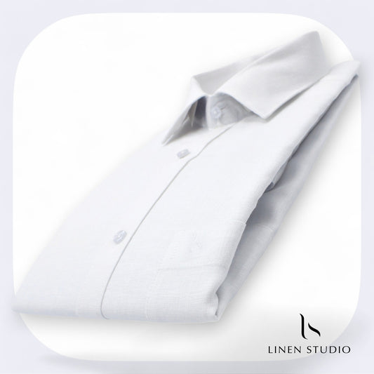 60 Lea White Readymade Pure Linen Shirt - Linen Studio