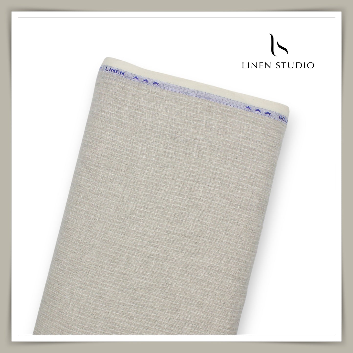 60 Lea European Linen Shirting - Natural Pin Stripes