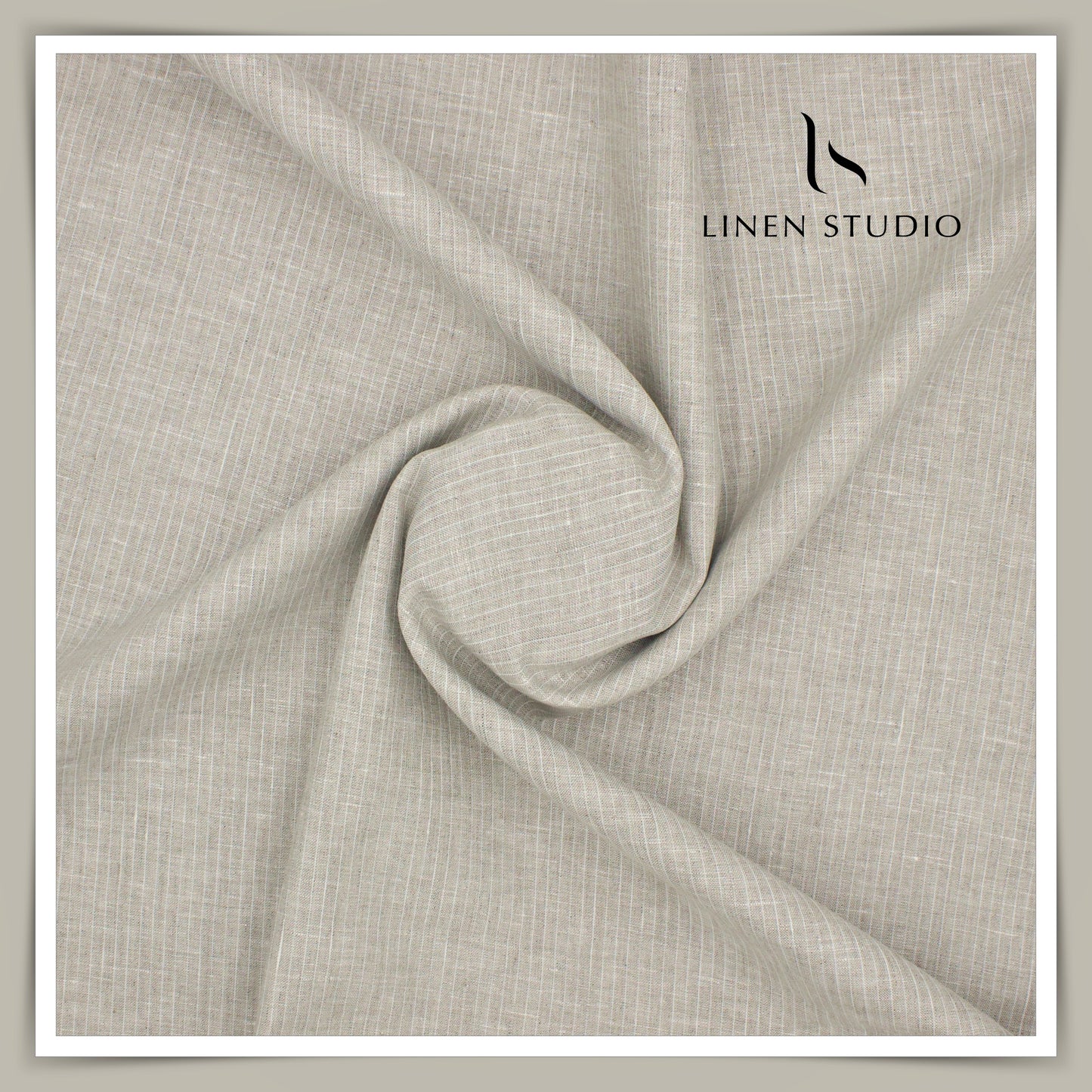 60 Lea European Linen Shirting - Natural Pin Stripes