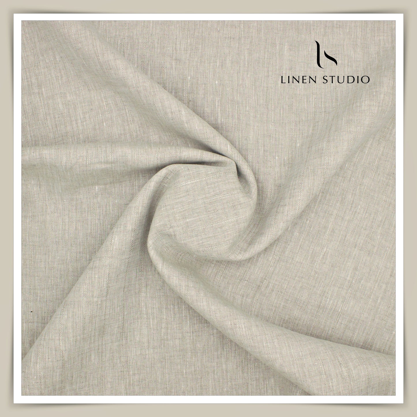60 Lea European Linen Shirting - Natural Broad Stripes
