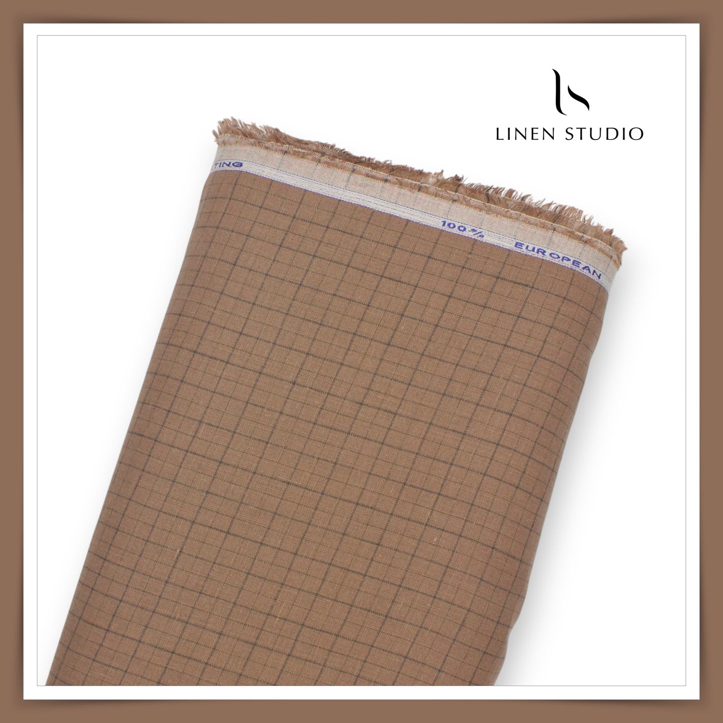 60 Lea European Linen Shirting - Walnut Checks