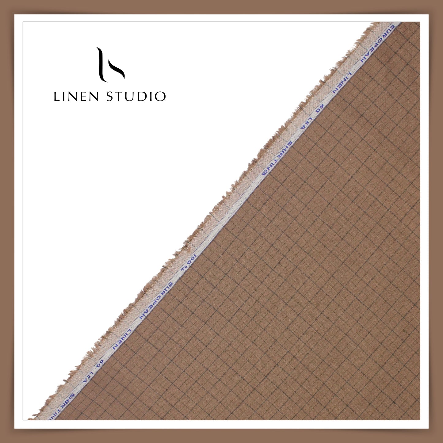 60 Lea European Linen Shirting - Walnut Checks