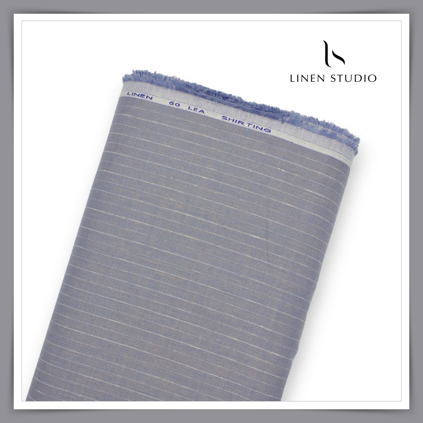 60 Lea European Linen Shirting - Shaded Grey Stripes