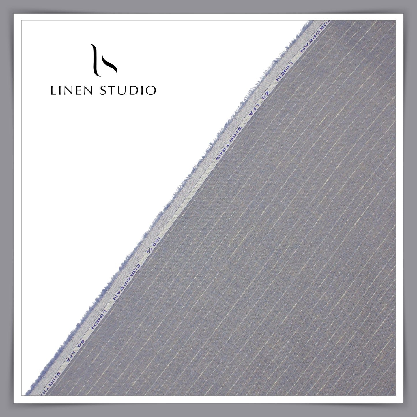 60 Lea European Linen Shirting - Shaded Grey Stripes