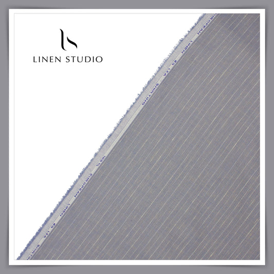 60 Lea European Linen Shirting - Shaded Grey Stripes