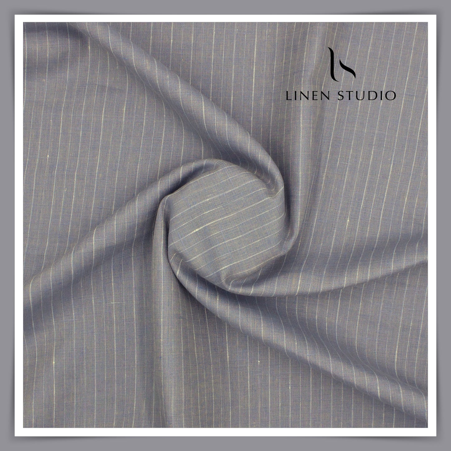60 Lea European Linen Shirting - Shaded Grey Stripes