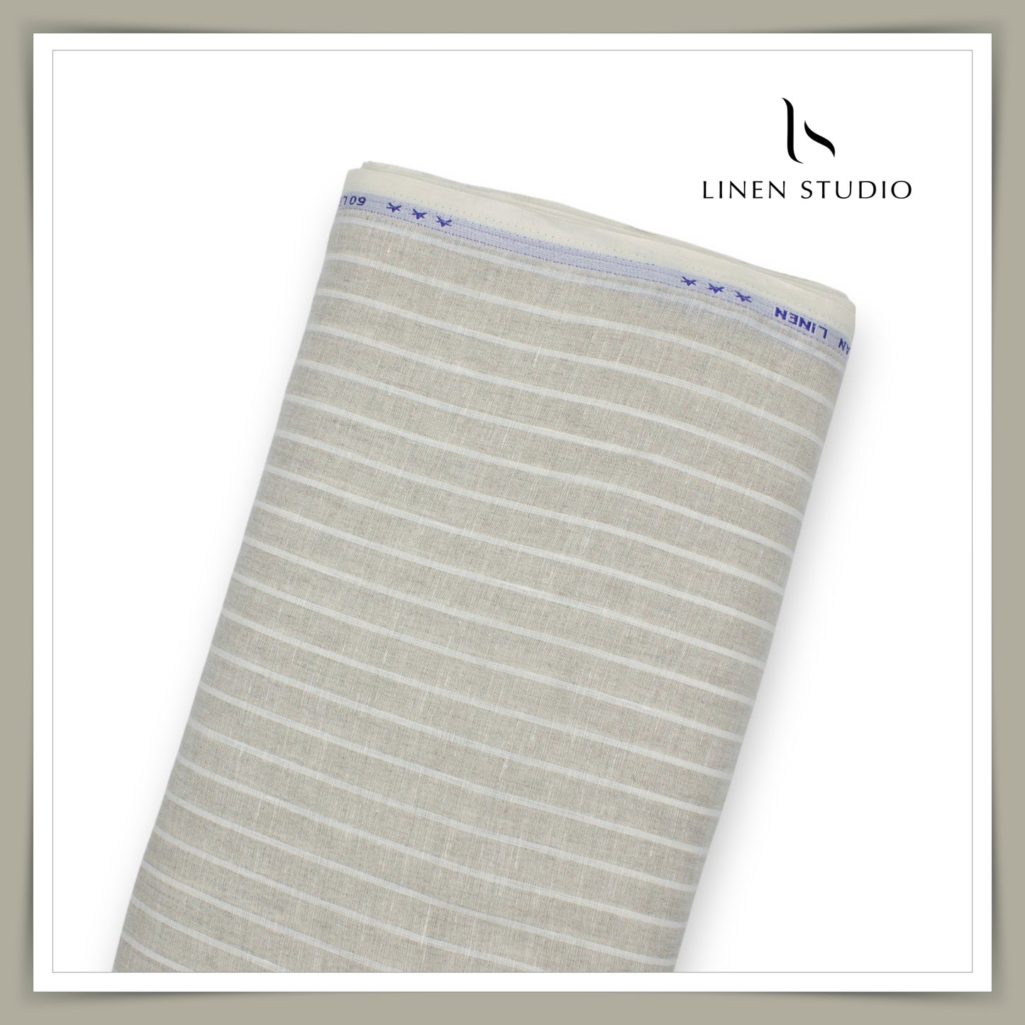 60 Lea European Linen Shirting - Natural White Stripes