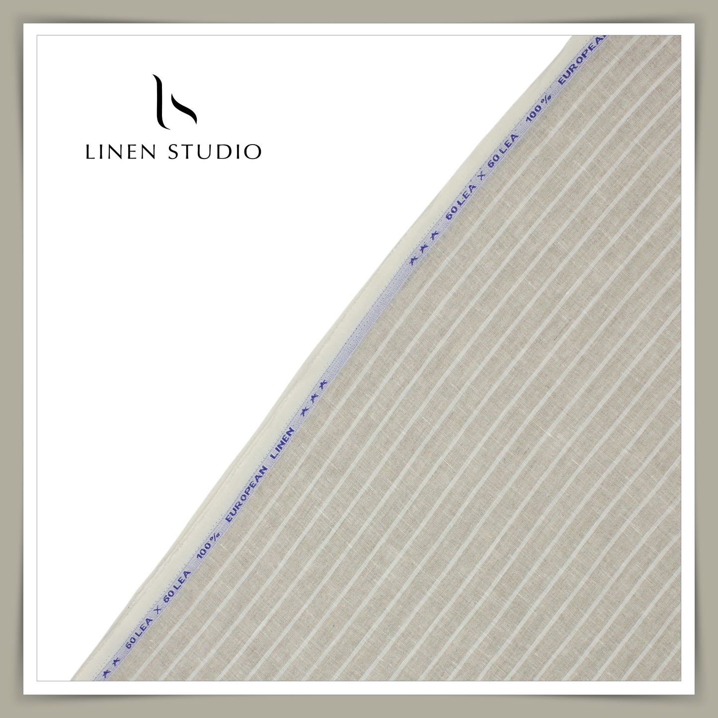 60 Lea European Linen Shirting - Natural White Stripes