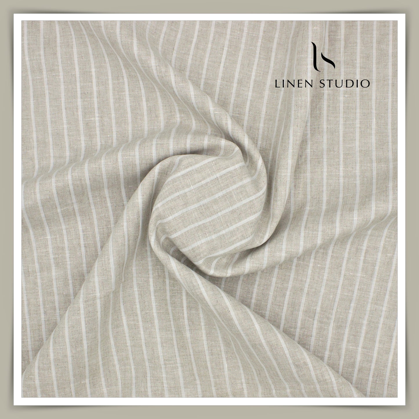 60 Lea European Linen Shirting - Natural White Stripes