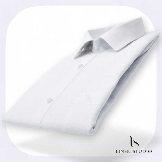65/35 White Linen Cotton White Readymade Shirt - Linen Studio