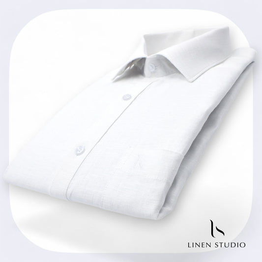 70 Lea White Readymade Pure Linen Shirt - Linen Studio