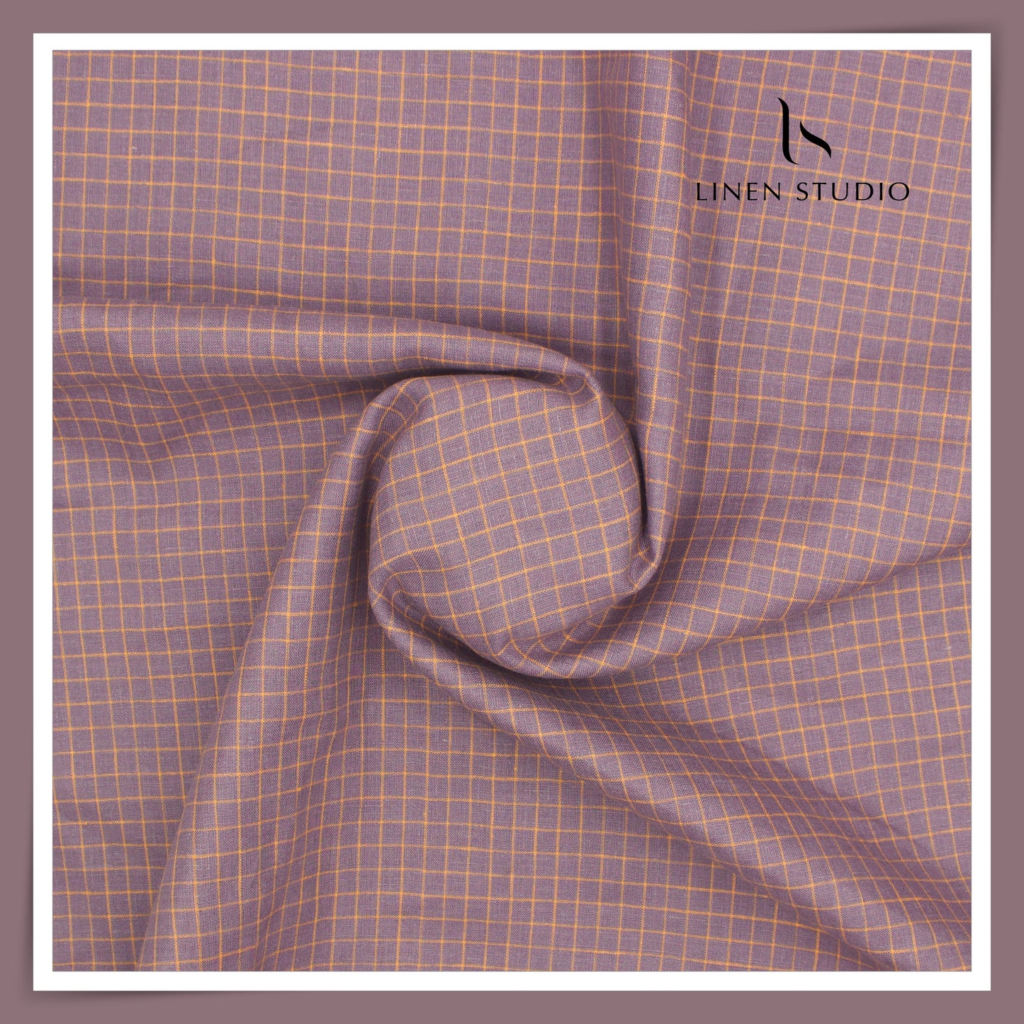 70 Lea European Linen Shirting - Purple Grey Checks