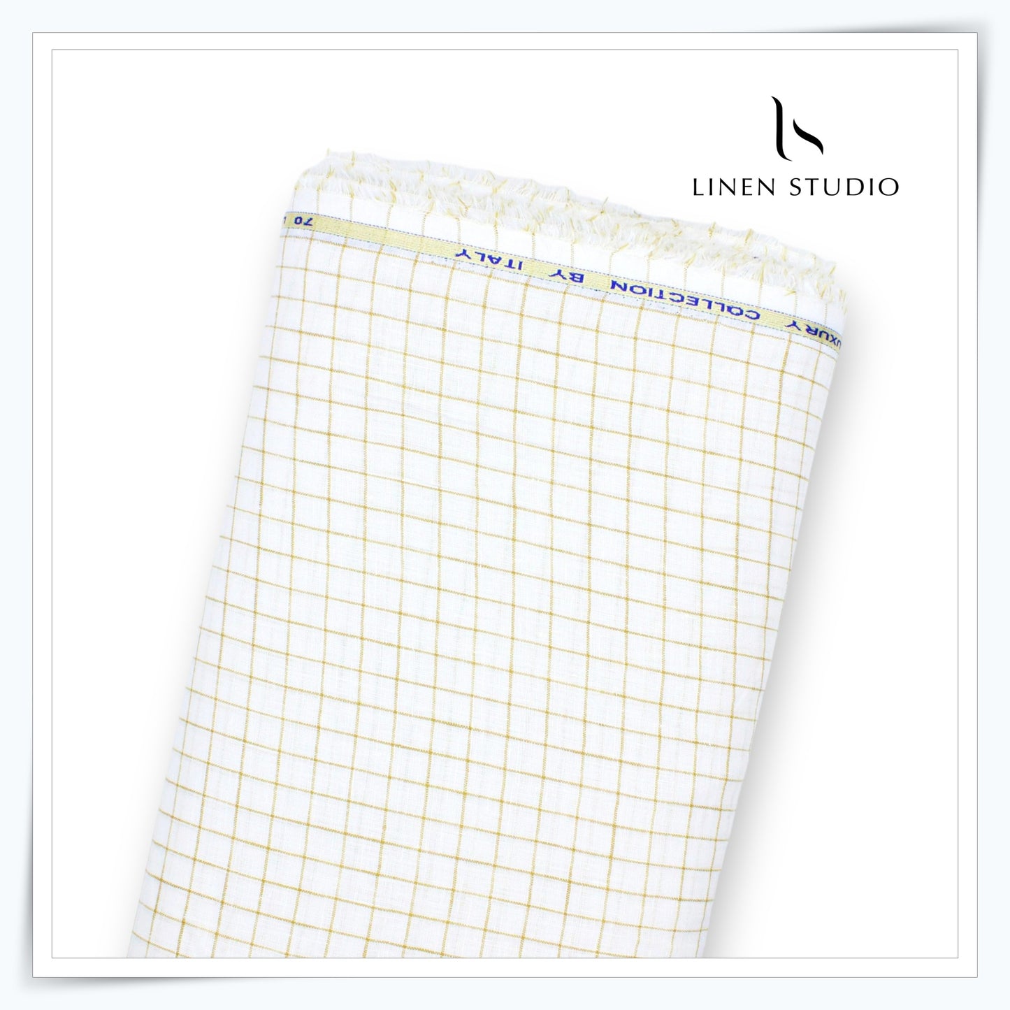 70 Lea European Linen Shirting - White Checks