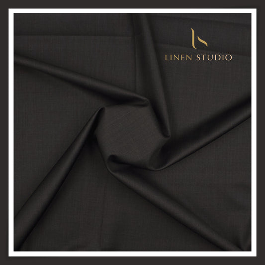90 CM SUITING - SUPER 120'S WOOL STRETCH BY D&J - DARKEST GREY (FLAT RATE)