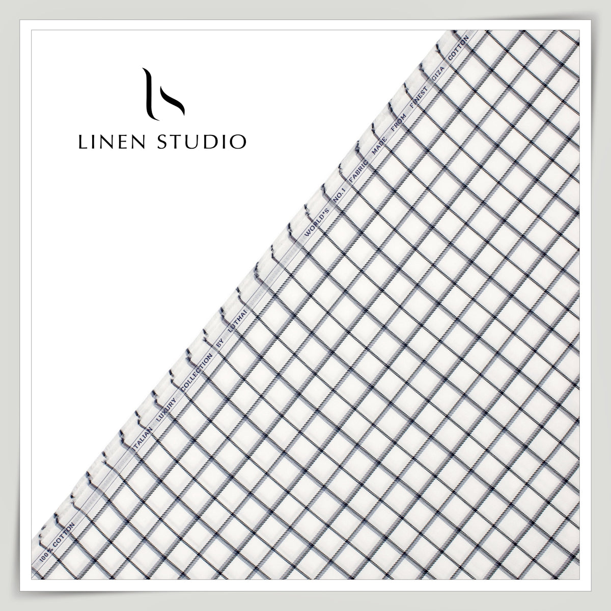 90CM SHIRTING - FINEST GIZA COTTON CHECKS BY LUTHAI EB 107 (FLAT RATE)