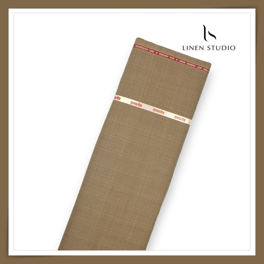 Raymond Expressions 100's Merino Wool Suiting - Classic Tobacco Checks (NEW) (Last Few Mtrs)