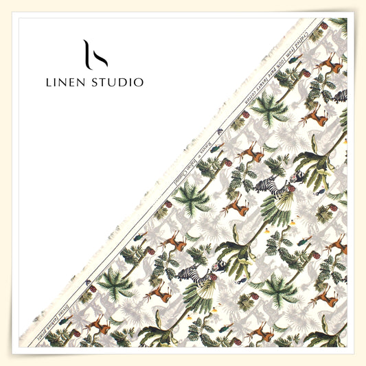 100% Luxury Cotton Digital Printed Shirting by Italian Channel - Jungle Book 1 (NEW)