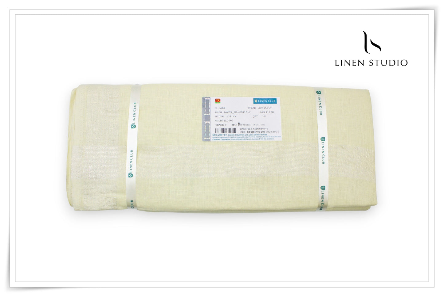 Pure Linen Dhoti by Linen Club - Cream with Silver Zari (zoom in) (NEW)