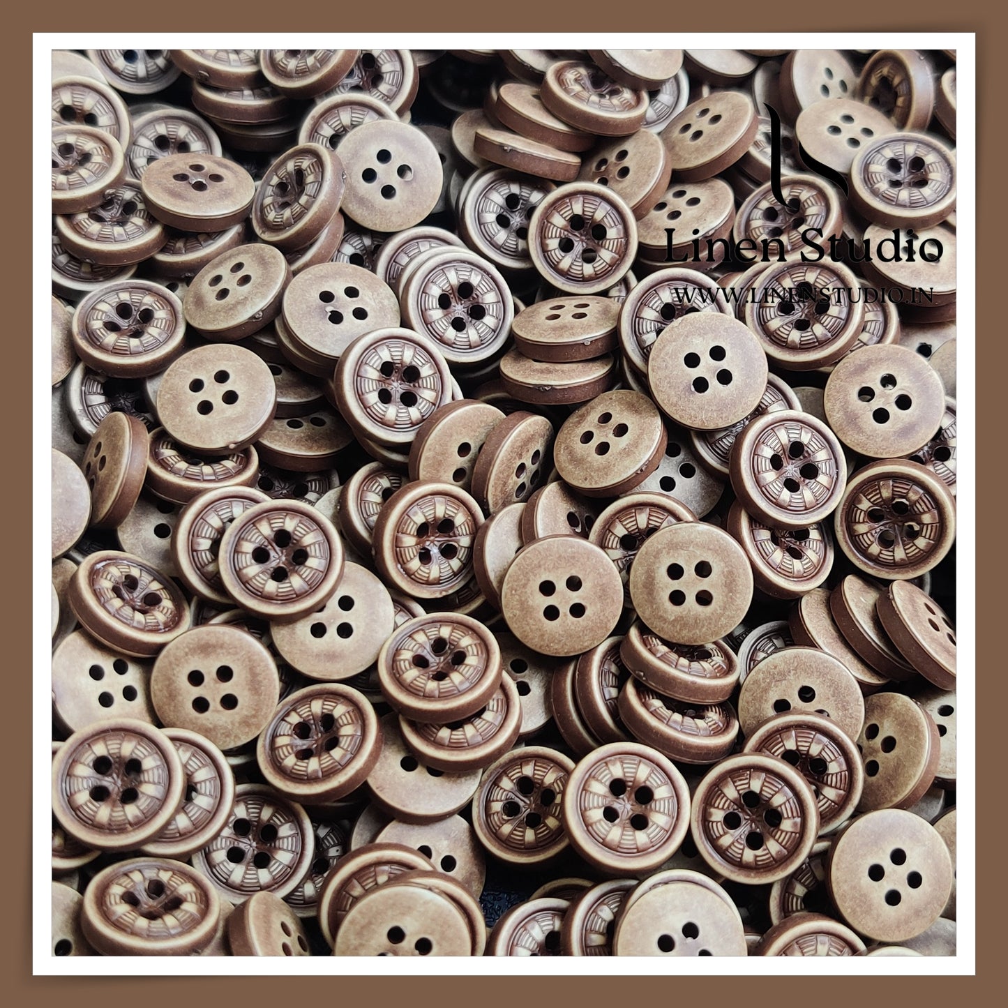 Round Rim 4 Hole Wood Imitation Shirt Buttons - ABS 18L(3) - IMG 7