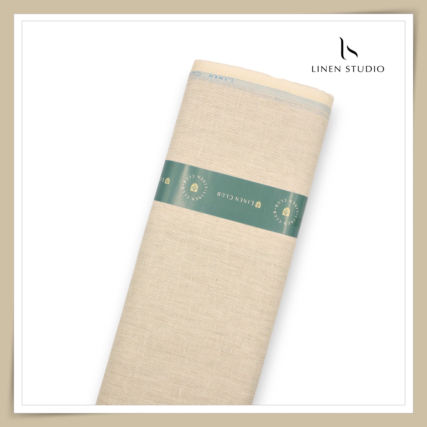 Linen Club 60 Lea Pure Linen Shirting - Vinalla Reef Smallest Stripes (NEW) (Fastest Selling)