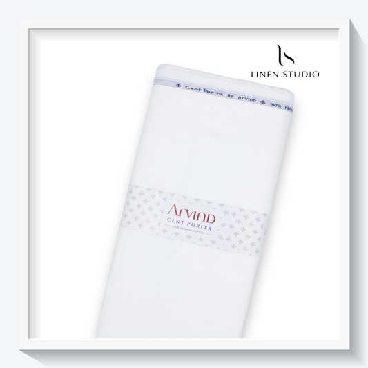 Arvind Florence White - 100% Premium Cotton Shirting - Linen Studio