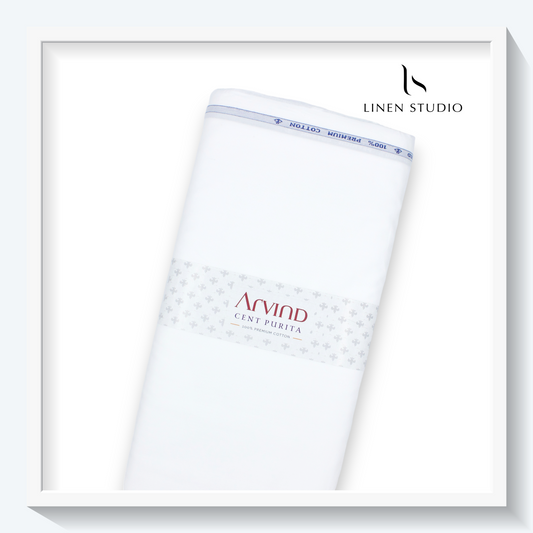 Arvind Major White - 100% Premium Cotton Shirting - Linen Studio