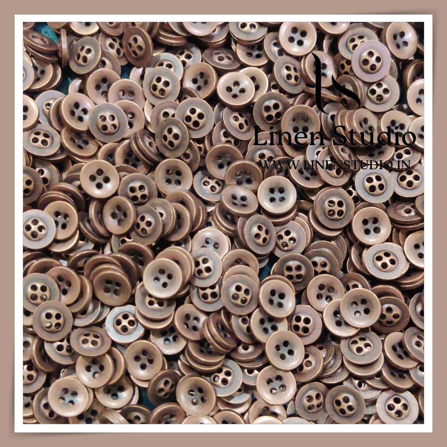 Round Rim 4 Hole Metal Shirt Buttons - Antique Copper, Aluminium 40 GunMetal 15 16L 70g LF