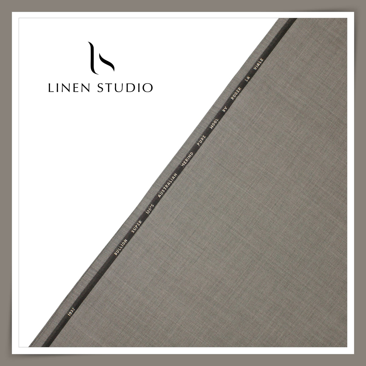 Roger La Viale 100% Pure 120's Australian Merino Wool Suiting - Medium Grey Crosshatch Texture (NEW)