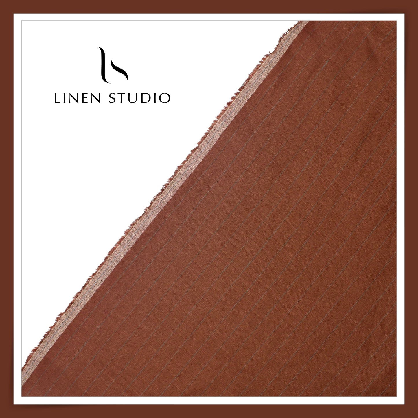 Linen Club 60 Lea Pure Linen Shirting W/O SEL - Nutmeg Stripes (30% SALE) (NEW)